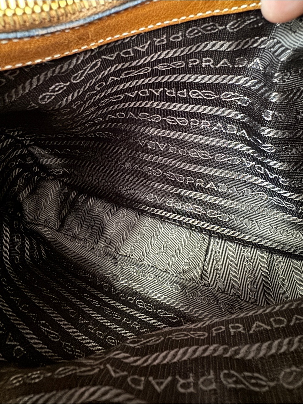 Prada Milano Leather Chain Hobo Shoulder Bag – Cognac Brown - Picture 6 of 12